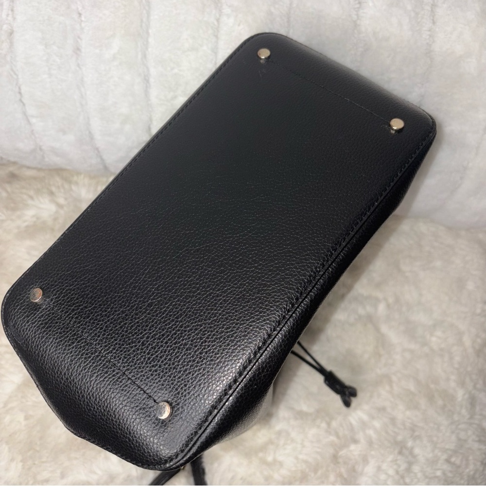 Kate Spade Black Leather Shoulder Bag Eva Large Bucket Bag - Picture 4 of 5